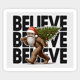 Believe - Funny Bigfoot Christmas Magnet